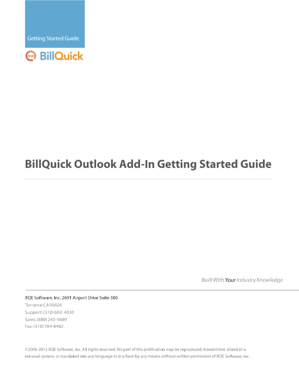 Billquick Outlook Addin Getting Started Guide 2013