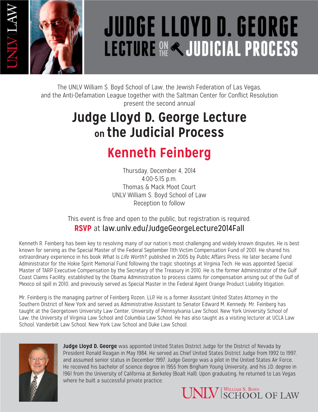 Judge Lloyd D. George Lecture on the Judicial Process Kenneth Feinberg