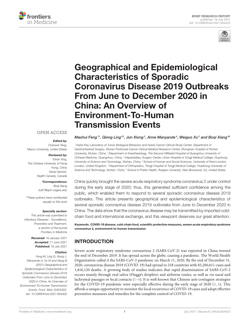 Geographical and Epidemiological Characteristics of Sporadic