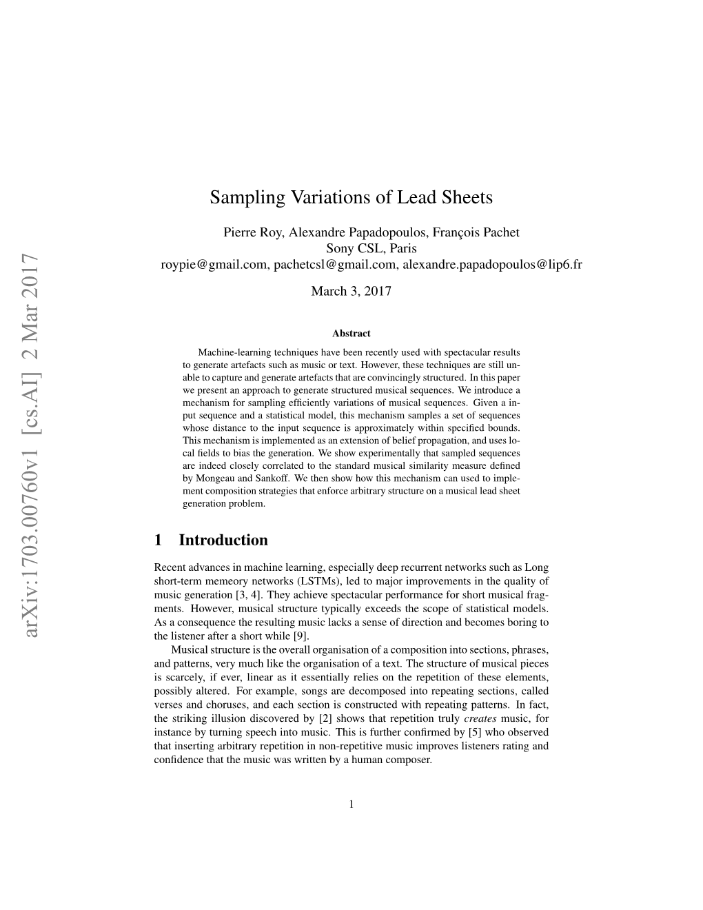 Sampling Variations of Lead Sheets