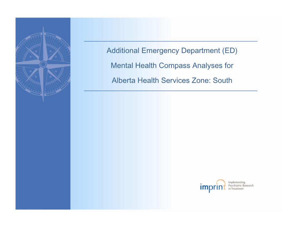 Additional Emergency Department (ED) Mental Health Compass Analyses For