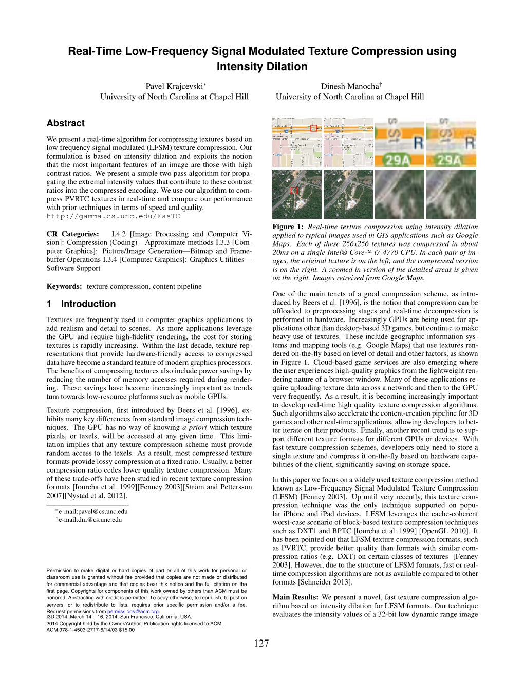 Real-Time Low-Frequency Signal Modulated Texture Compression Using Intensity Dilation