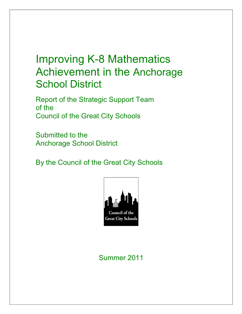 Improving K-8 Mathematics Achievement in the Anchorage School District