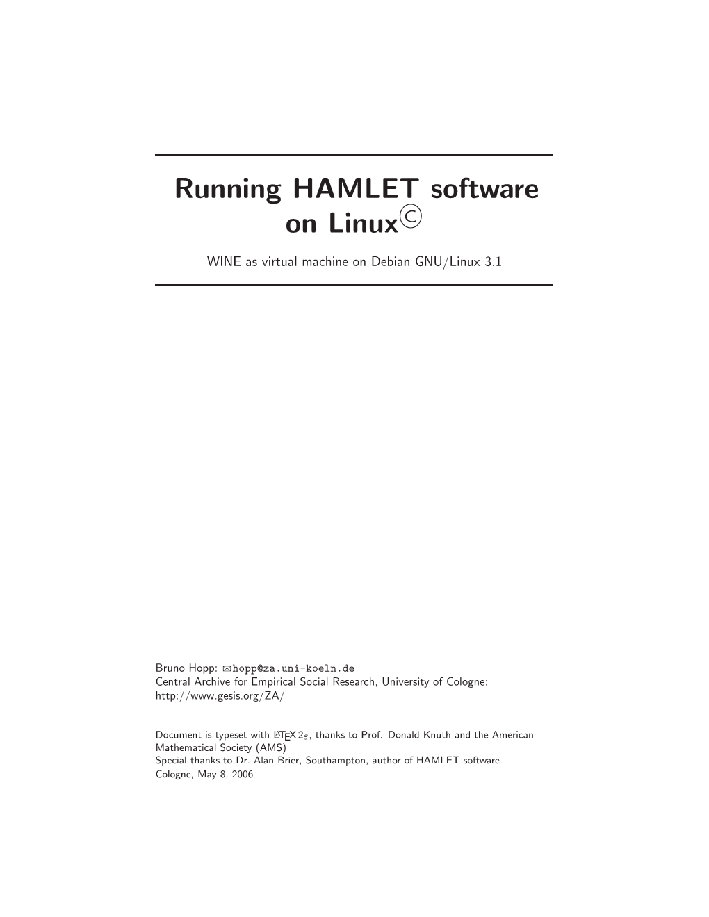 Running HAMLET Software on Linux©