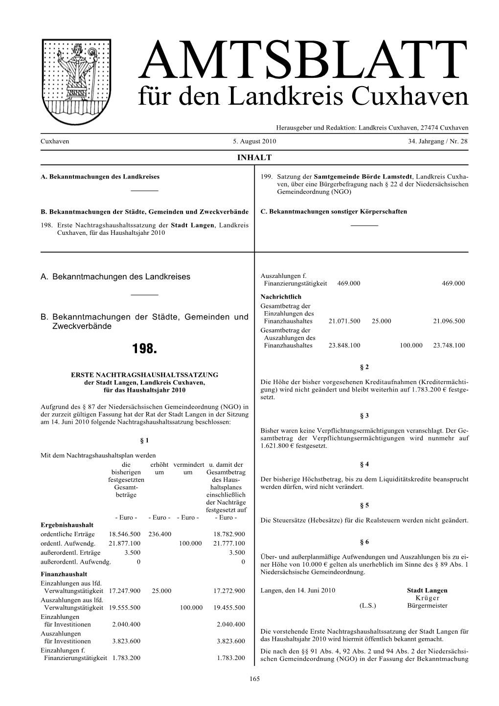 AMTSBLATT Für Den Landkreis Cuxhaven