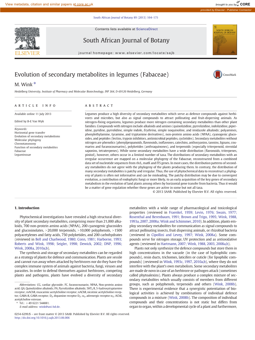 Evolution of Secondary Metabolites in Legumes (Fabaceae)