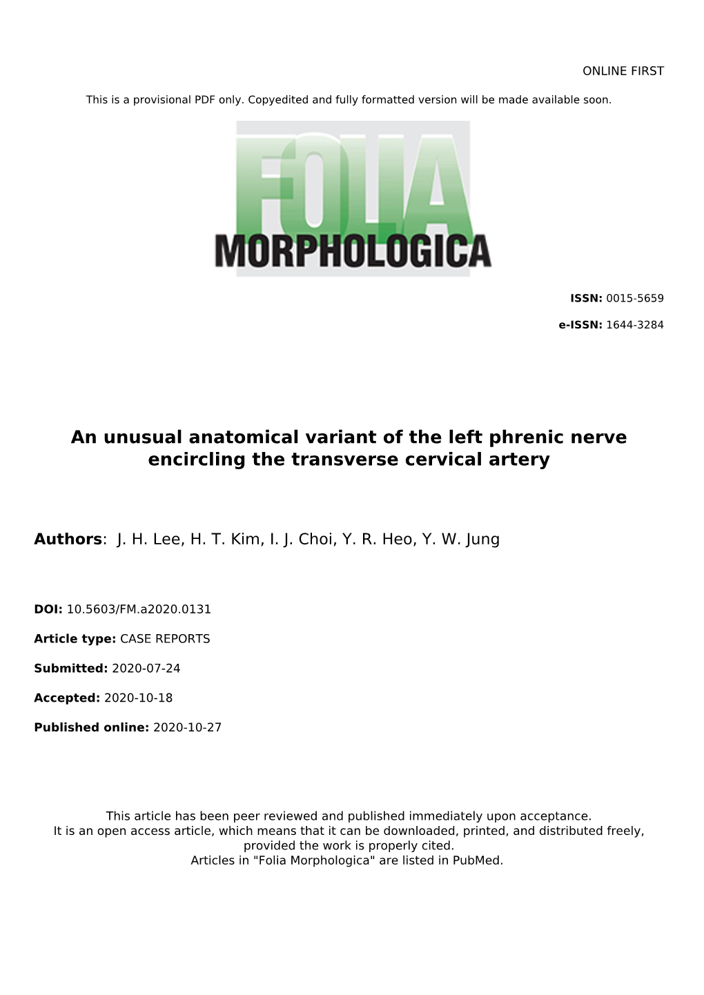 An Unusual Anatomical Variant of the Left Phrenic Nerve Encircling the Transverse Cervical Artery