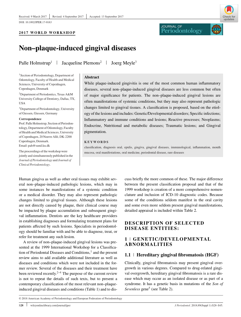 Non–Plaque‐Induced Gingival Diseases