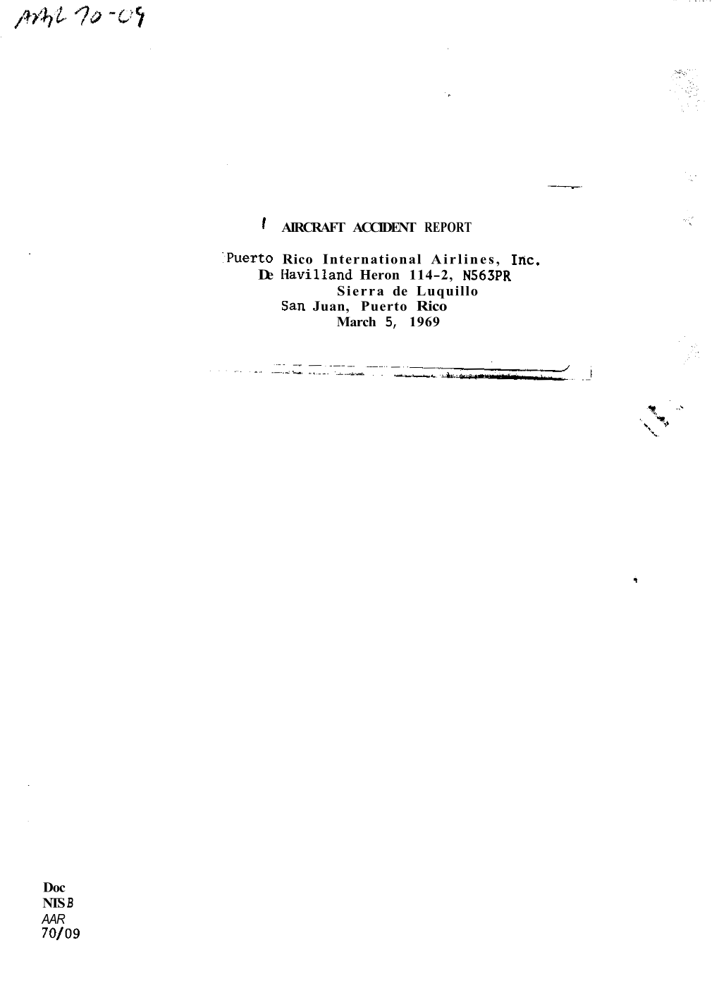 I AIRCRAFT ACCIDENT REPORT -Puerto Rico International Airlines