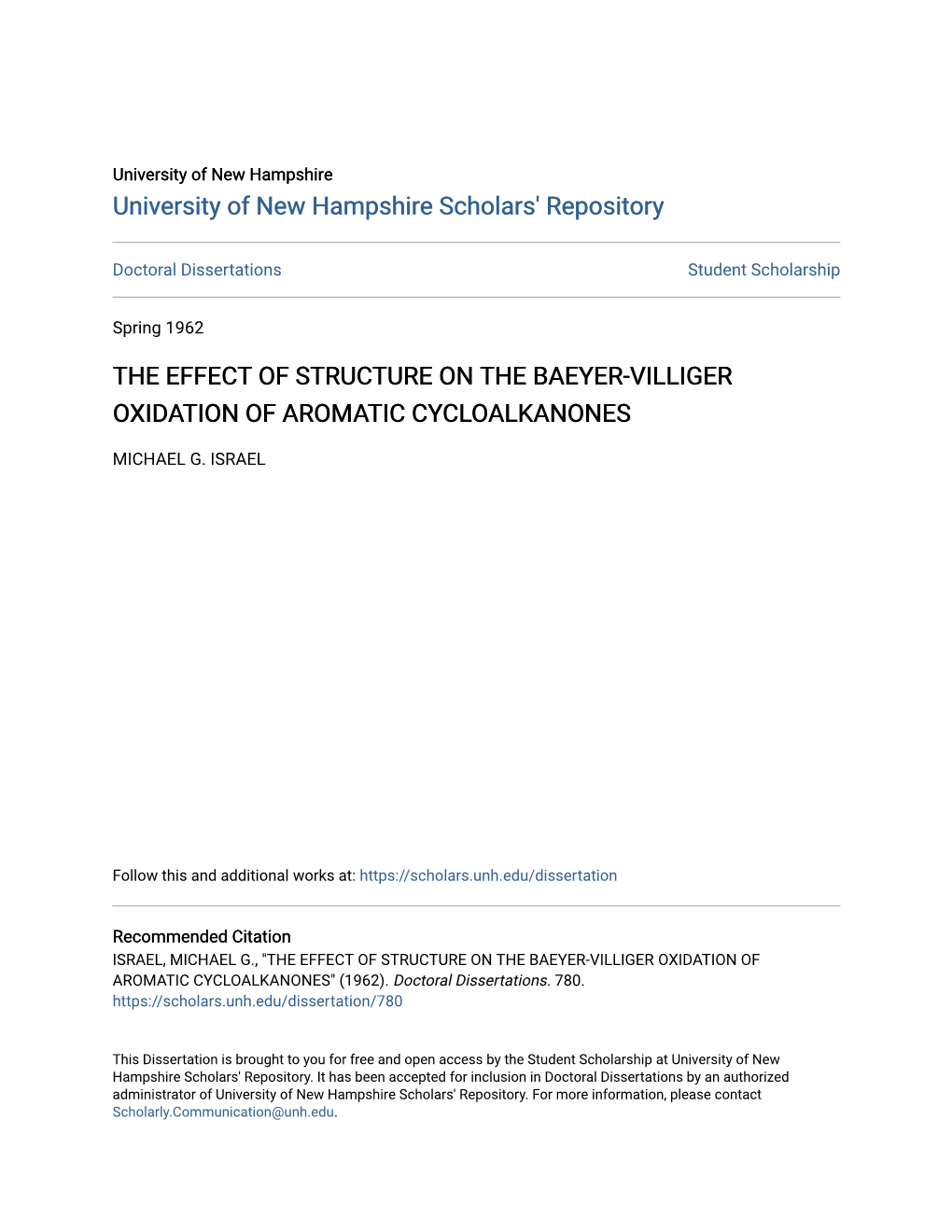 The Effect of Structure on the Baeyer-Villiger Oxidation of Aromatic Cycloalkanones