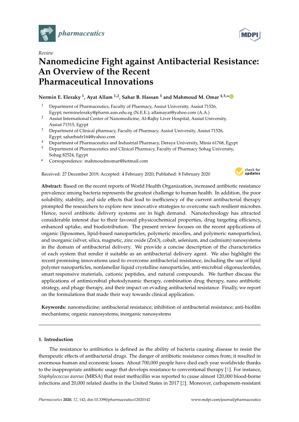 Nanomedicine Fight Against Antibacterial Resistance: an Overview of the Recent Pharmaceutical Innovations