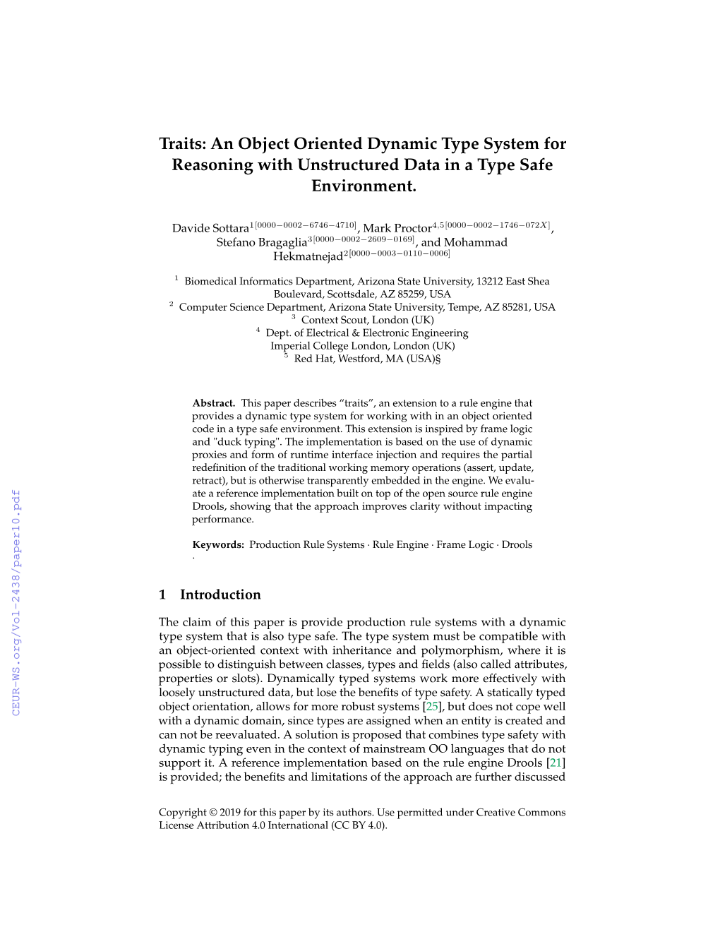 Traits: an Object Oriented Dynamic Type System for Reasoning with Unstructured Data in a Type Safe Environment