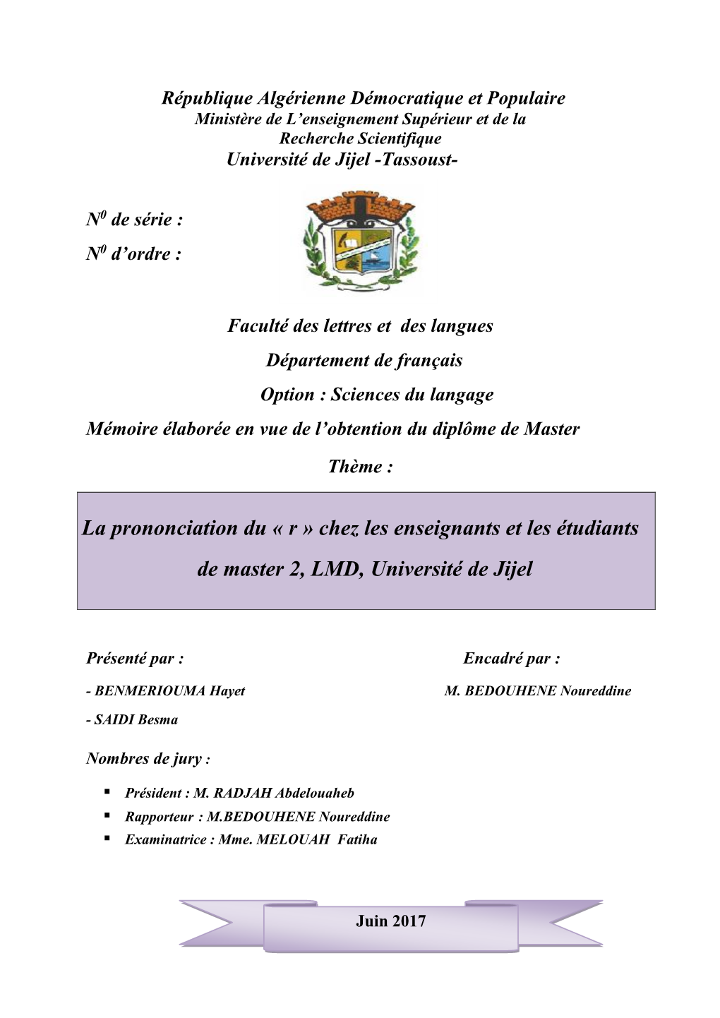 La Prononciation Du « R » Chez Les Enseignants Et Les Étudiants