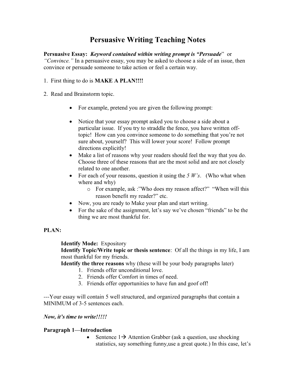 Expository Writing Teaching Notes