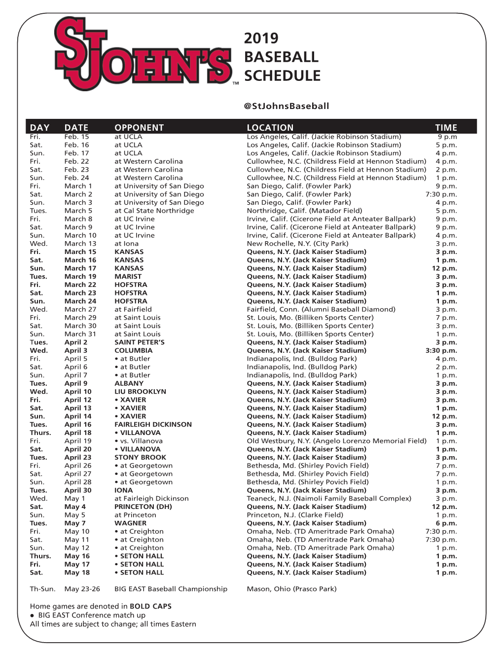 2019 Sched.Indd