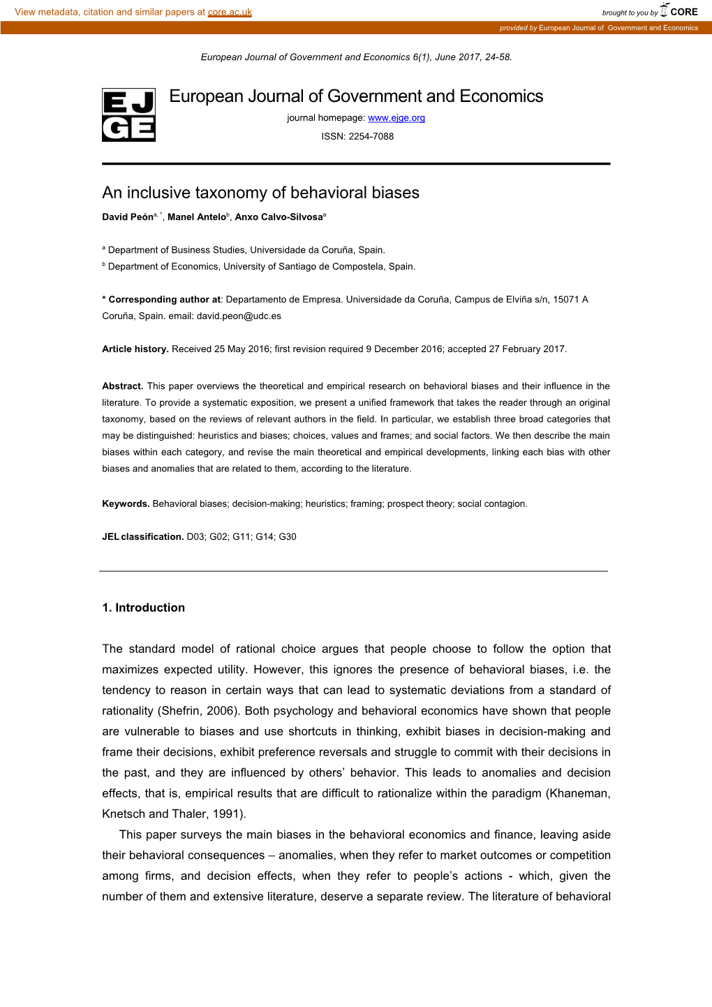 An Inclusive Taxonomy of Behavioral Biases