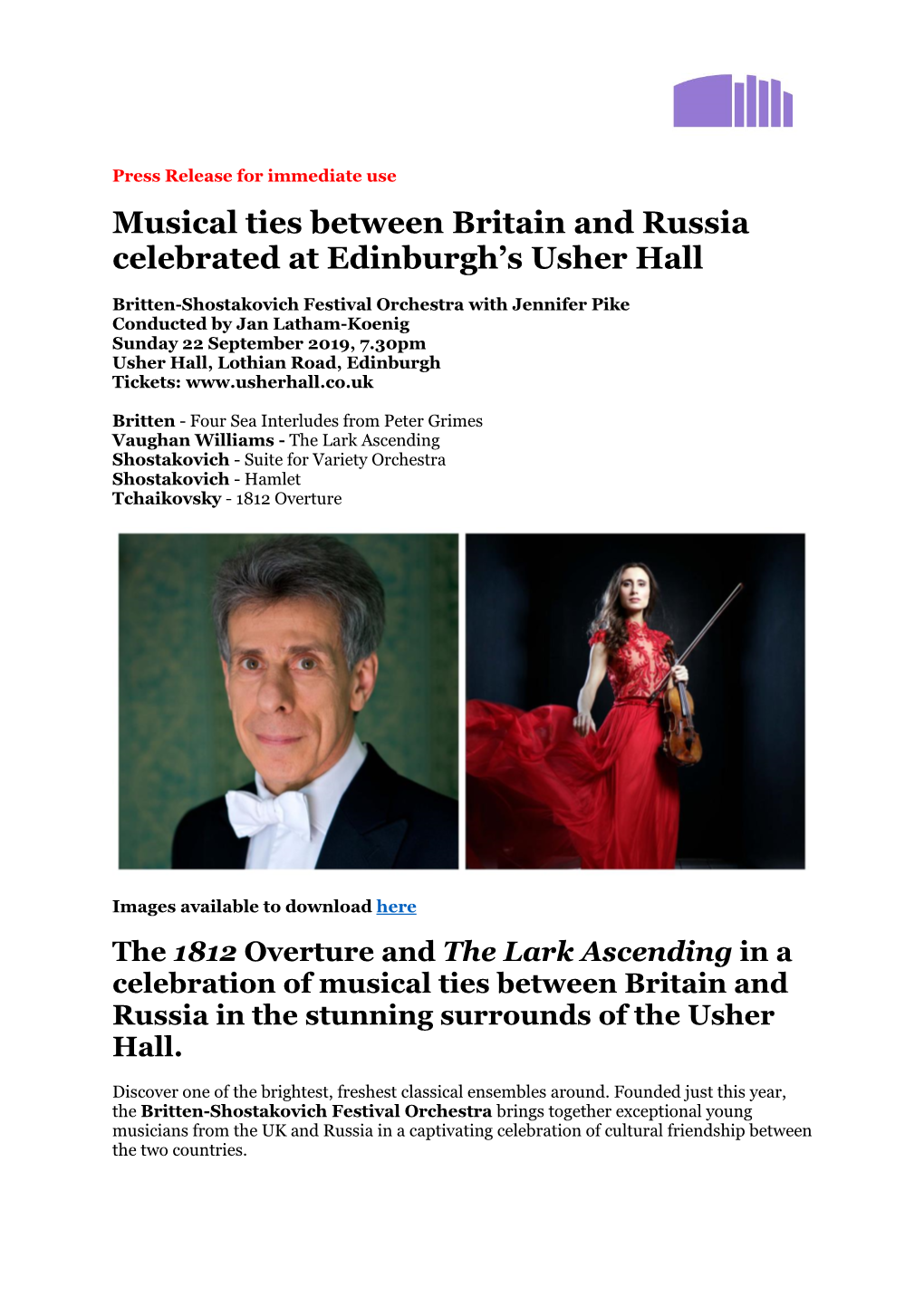 Musical Ties Between Britain and Russia Celebrated at Edinburgh's