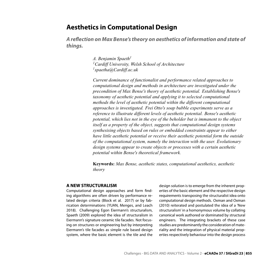 Aesthetics in Computational Design