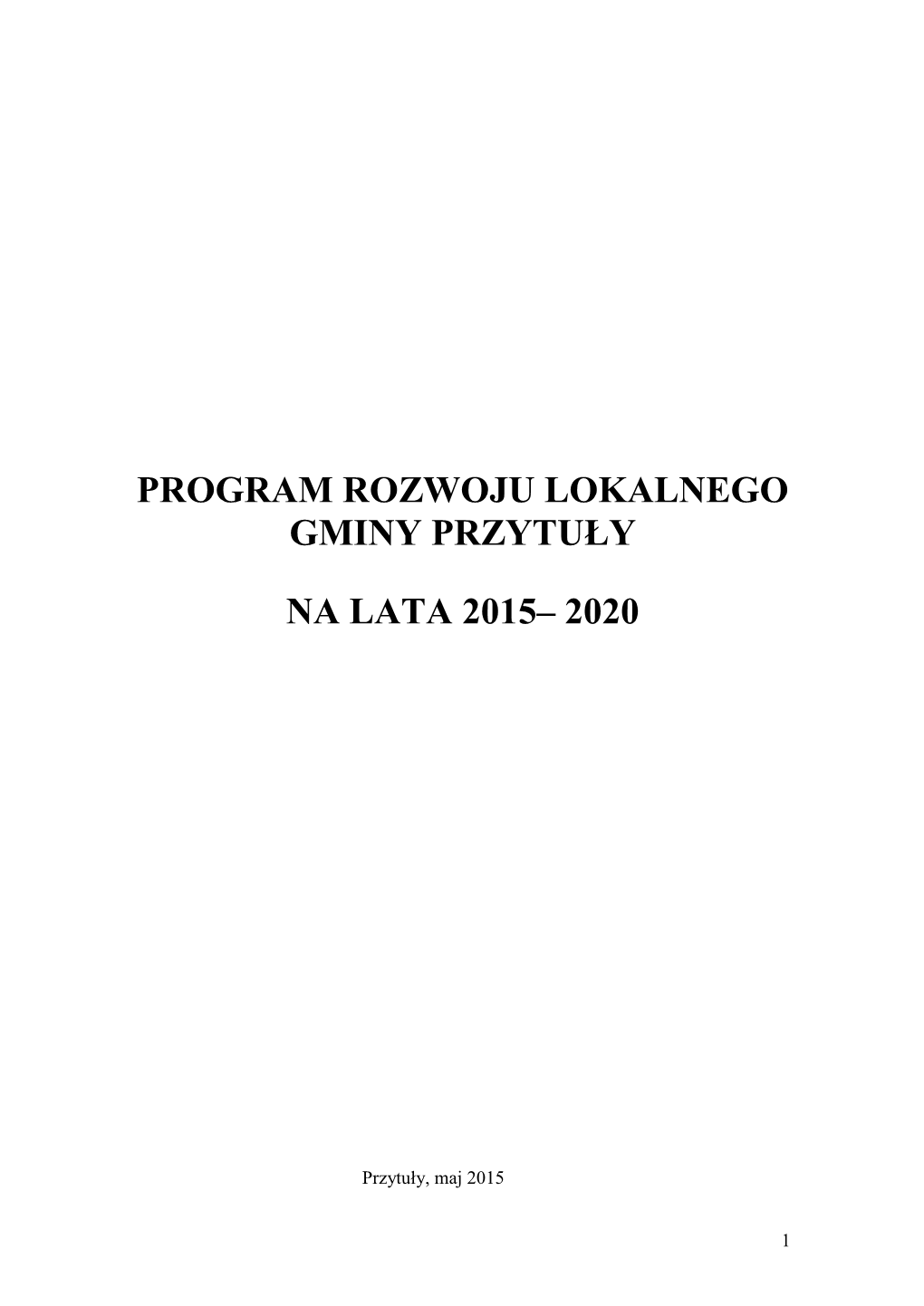 Program Rozwoju Lokalnego Gminy Przytuły