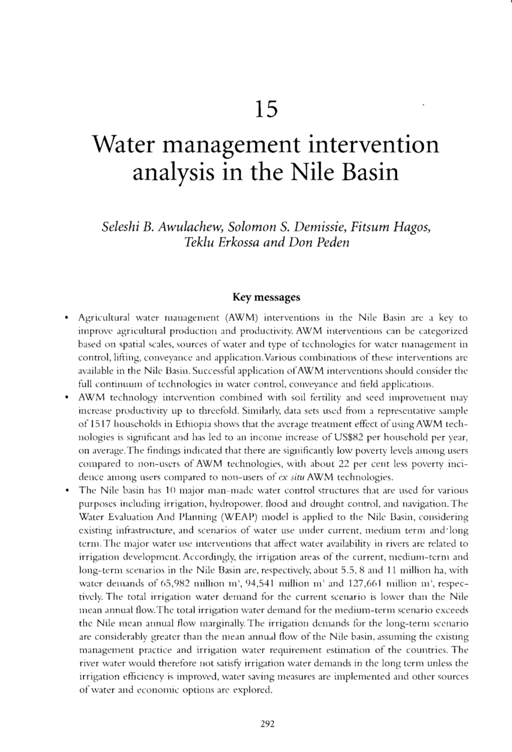Water Management Intervention Analysis in the Nile Basin