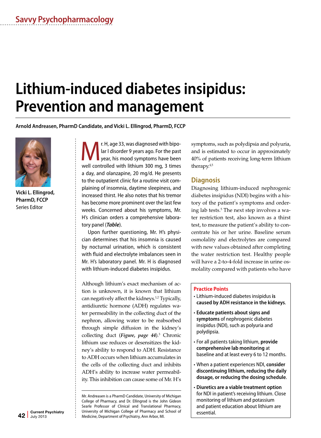 Lithium-Induced Diabetes Insipidus: Prevention and Management