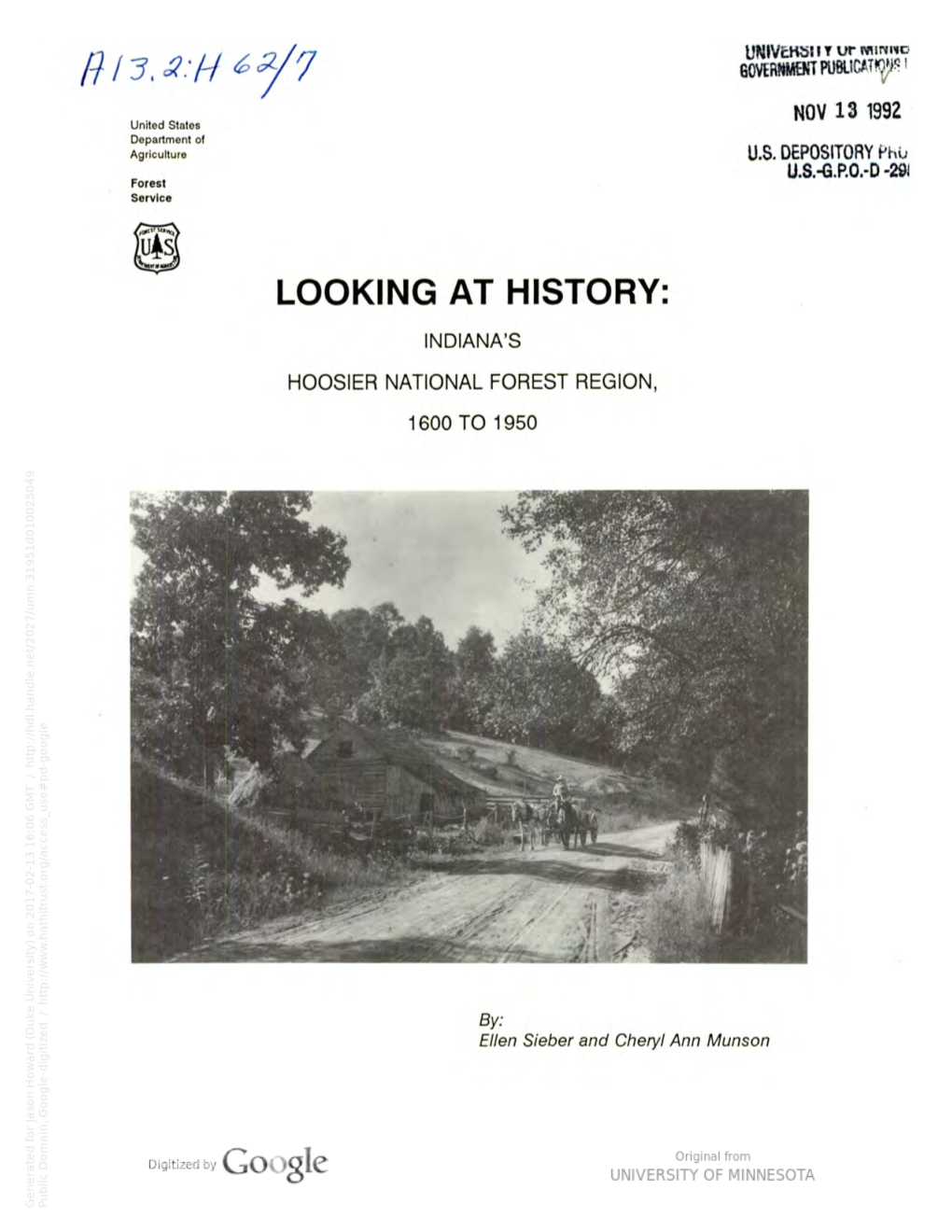 Looking at History: Indiana's Hoosier National Forest Region