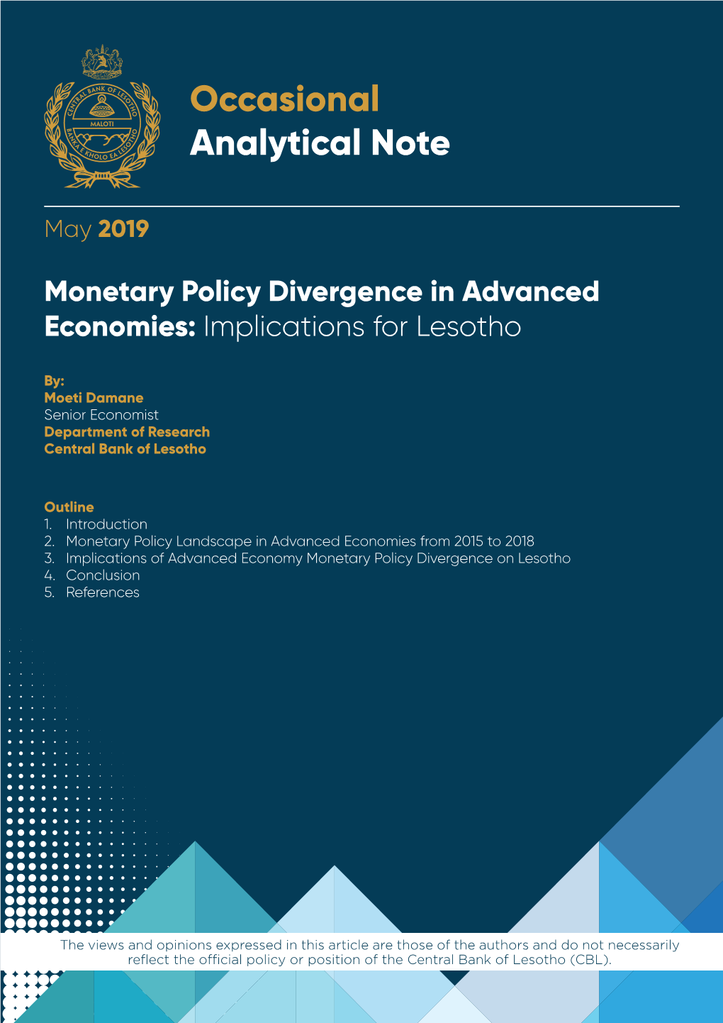 Monetary Policy Divergence in Advanced Economies: Implications for Lesotho