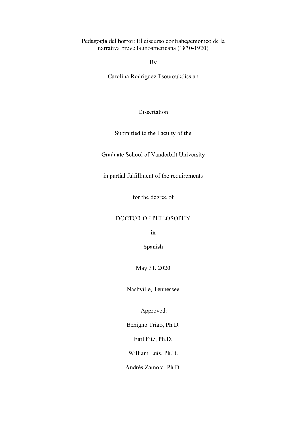 Pedagogía Del Horror: El Discurso Contrahegemónico De La Narrativa Breve Latinoamericana (1830-1920)