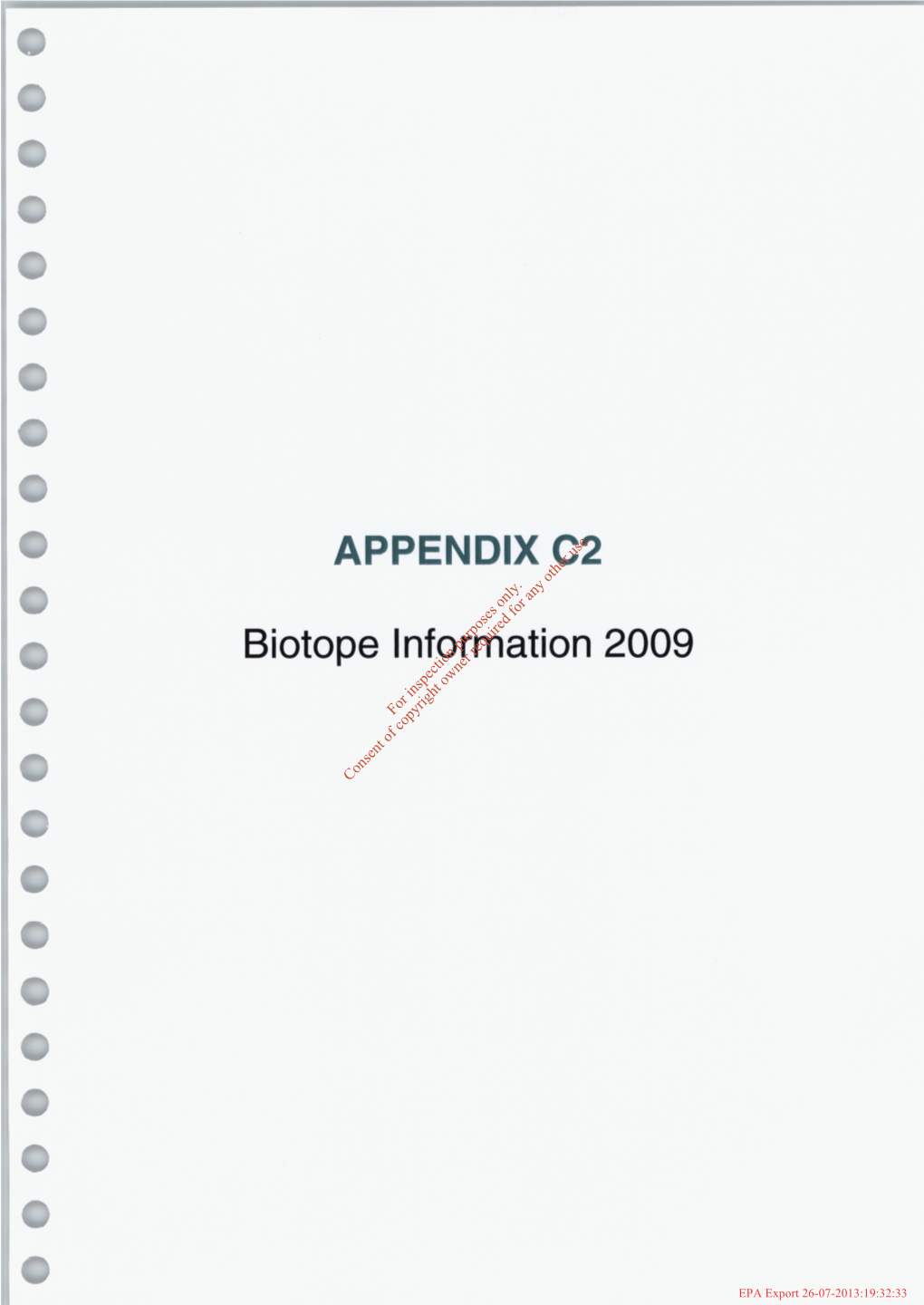 APPENDIX C2 Biotope Information 2009