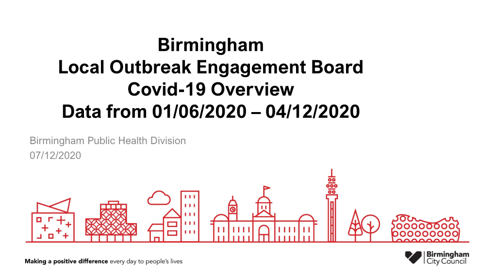 Birmingham Local Outbreak Engagement Board Covid-19 Overview Data from 01/06/2020 – 11/10/2020