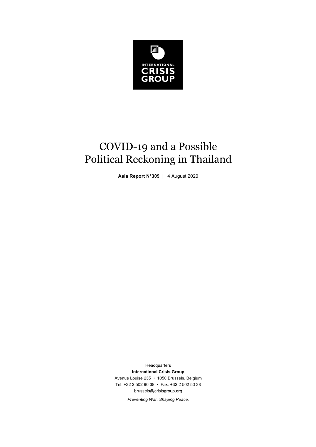 COVID-19 and a Possible Political Reckoning in Thailand