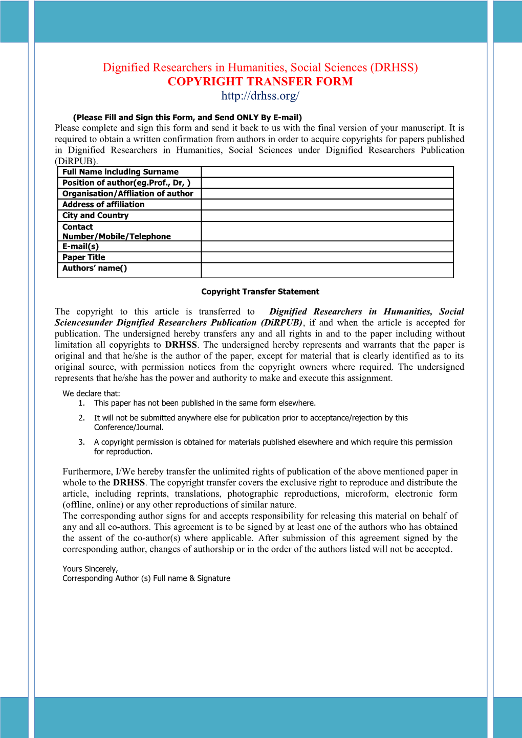 Engineering & Technology Research Group (ETRG)COPYRIGHT TRANSFER FORM