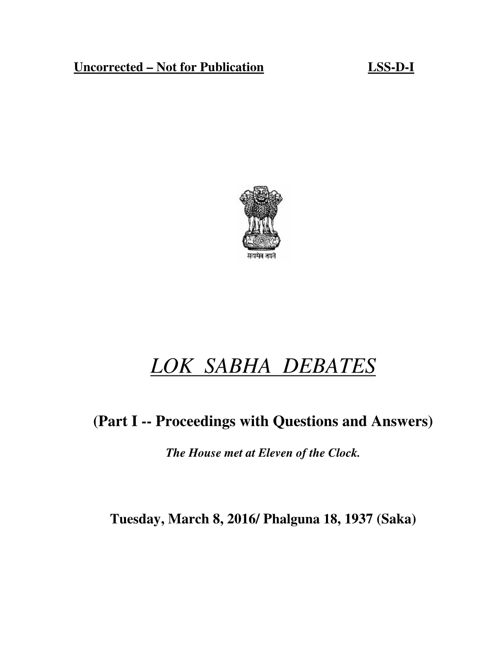 Lok Sabha Debates