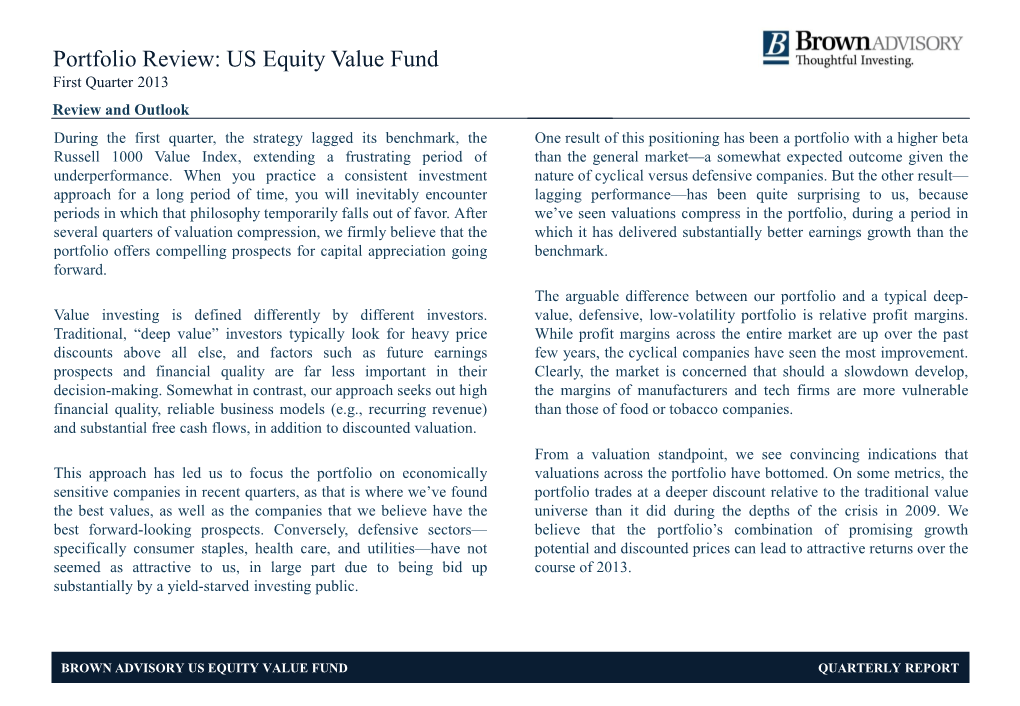 US Equity Value Fund