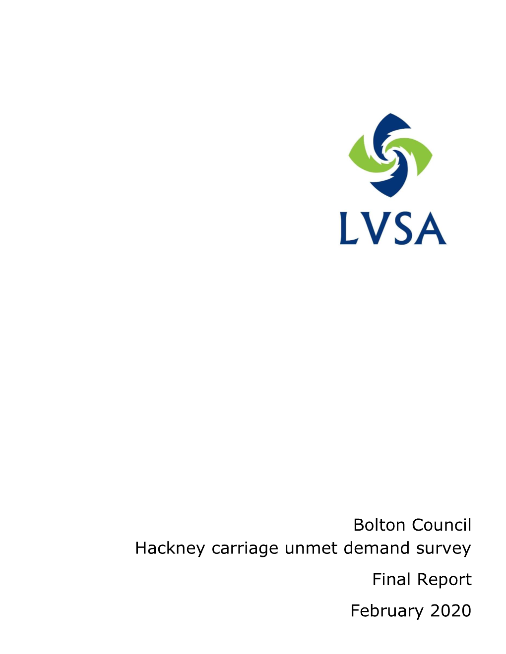 Bolton Council Hackney Carriage Unmet Demand Survey Final Report February 2020