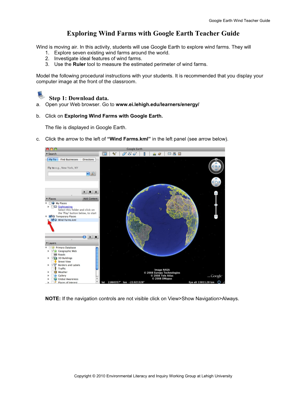 Exploring Wind Farms with Google Earth Teacher Guide