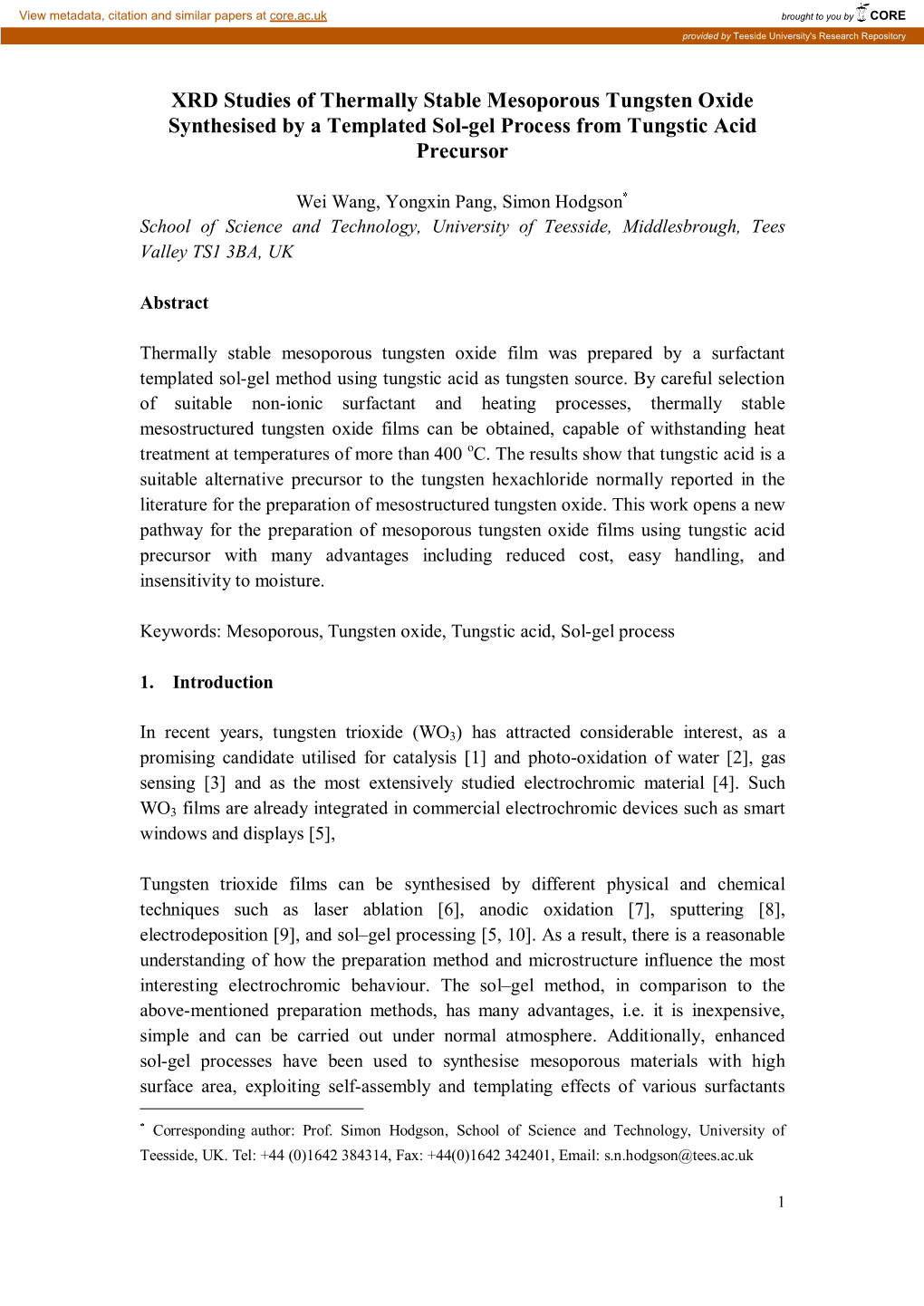 Studies of Thermal Stability of Mesoporous And