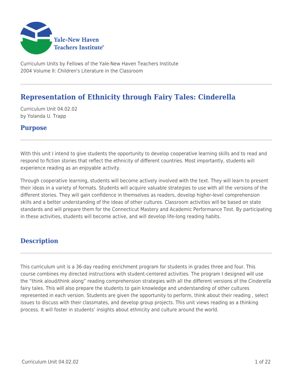 Representation of Ethnicity Through Fairy Tales: Cinderella