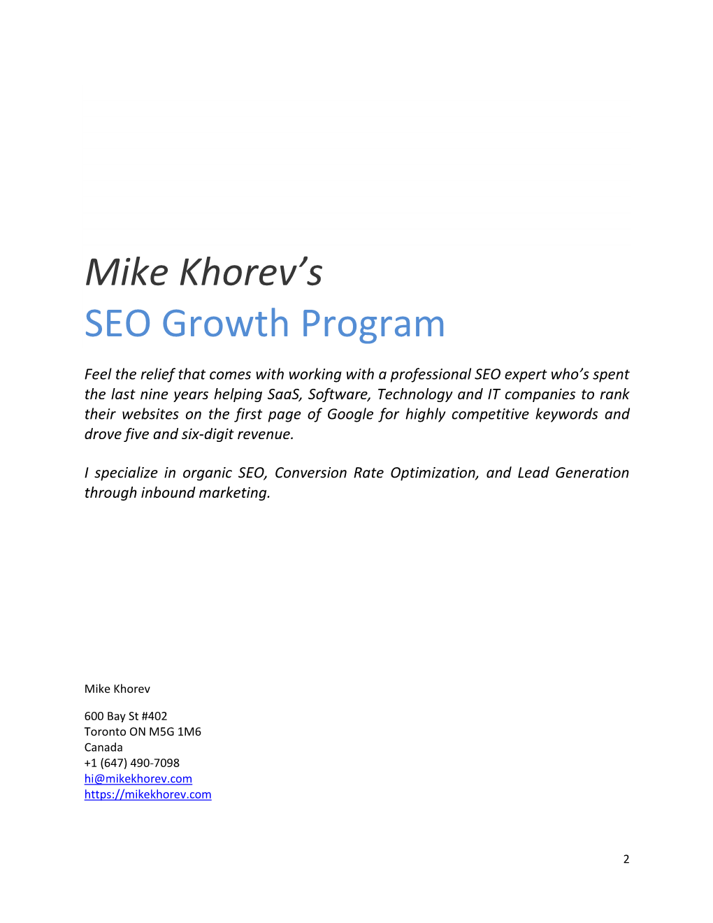 Mike Khorev's SEO Growth Program