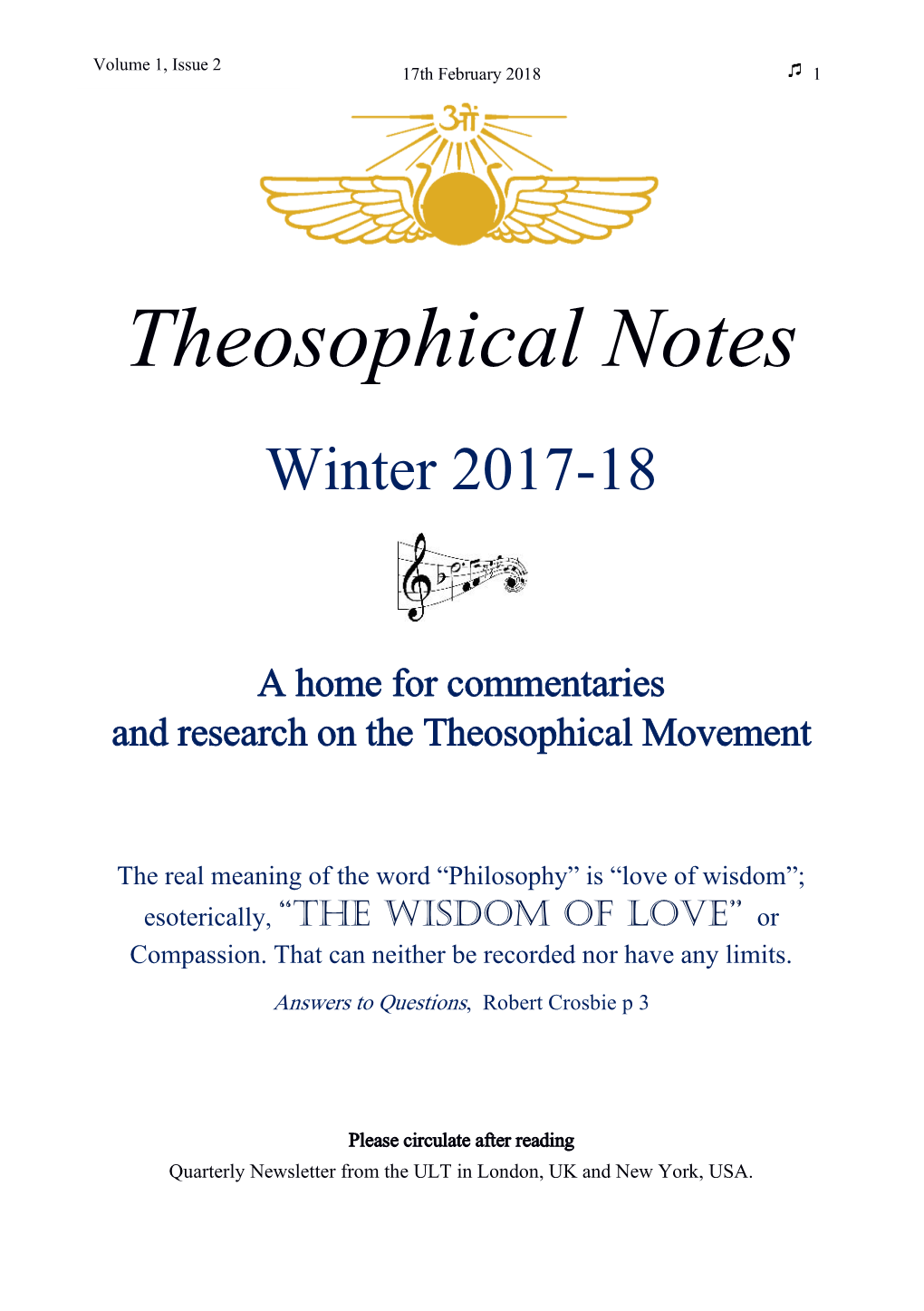 Theosophical Notes Winter 2017-18