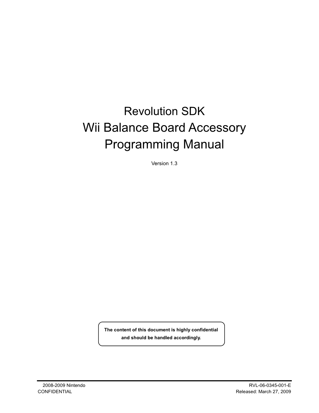 Wii Balance Board Accessory Programming Manual
