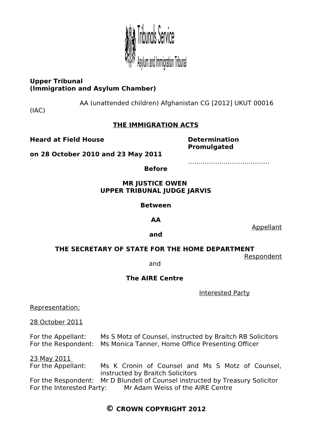 Upper Tribunal (Immigration and Asylum Chamber)