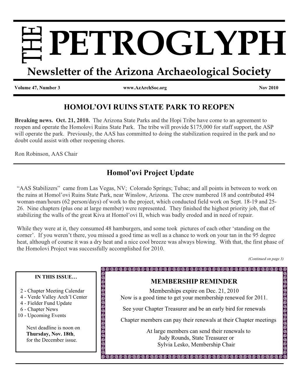 PETROGLYPH Newsletter of the Arizona Archaeological Society