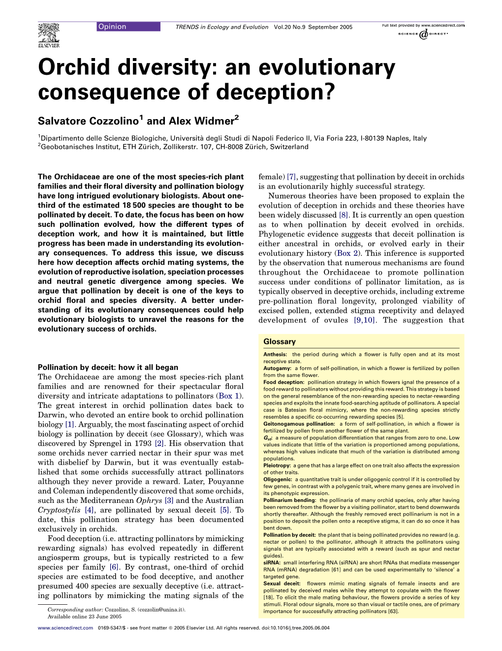 Orchid Diversity: an Evolutionary Consequence of Deception?