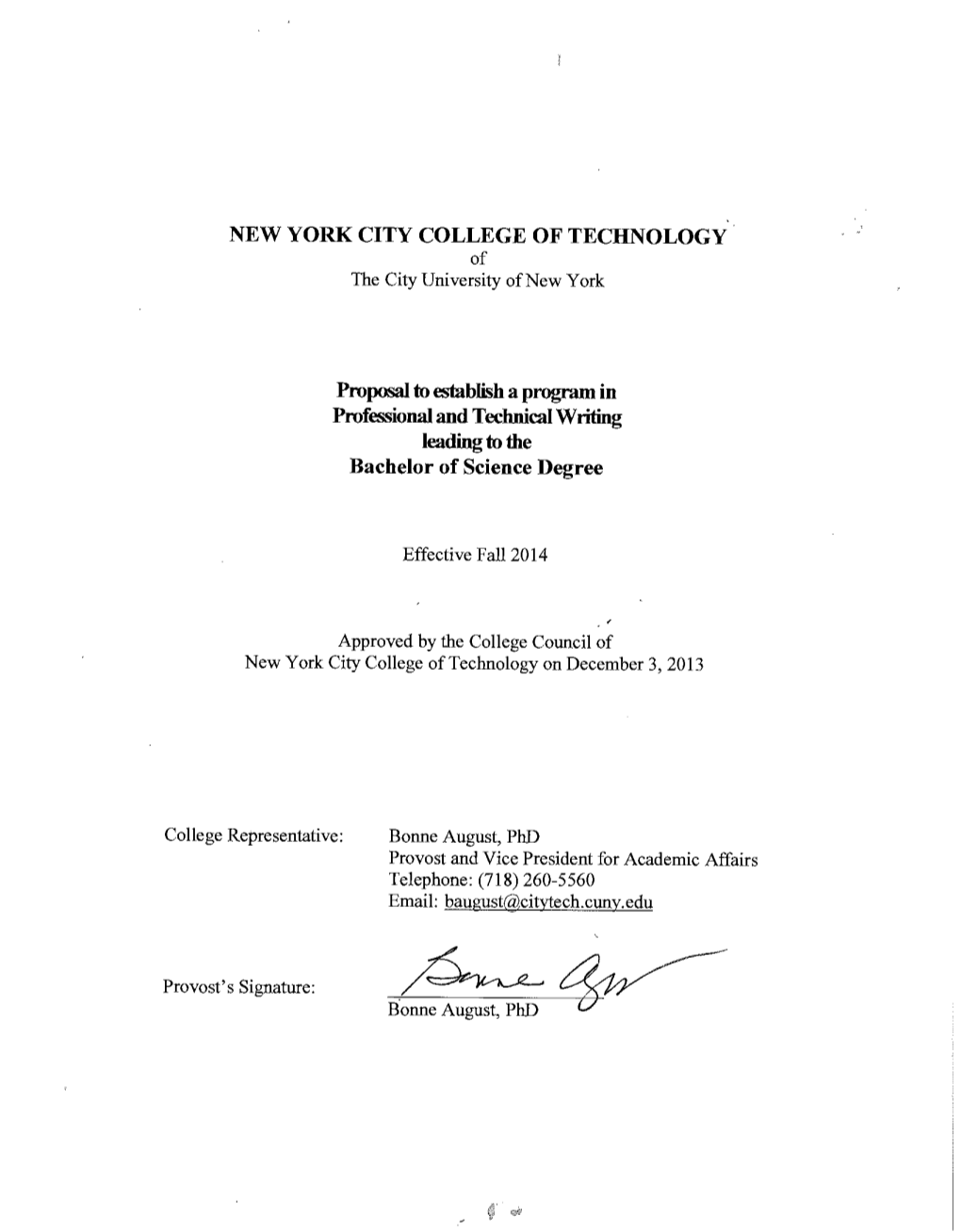 Board Committee Documents Academic Policy, Programs and Research Agendas I-B-04 New York City College of Technology