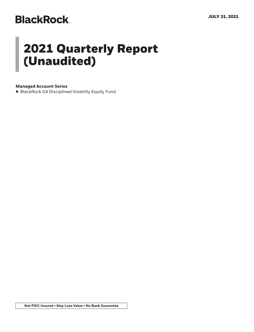 First Quarter Report