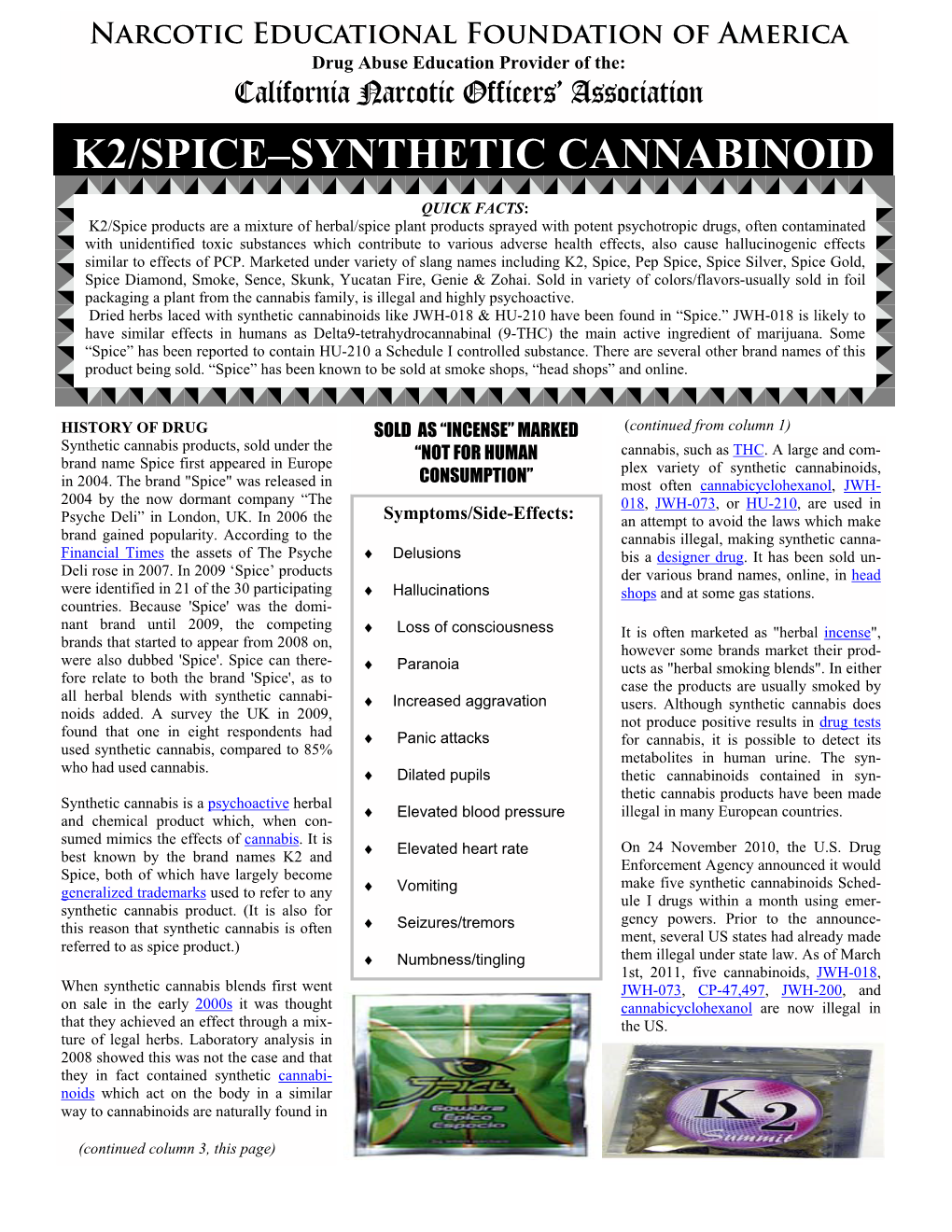 K2/Spice–Synthetic Cannabinoid