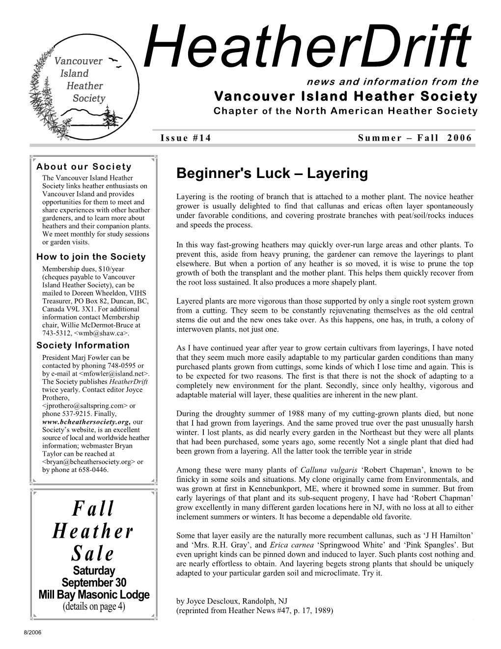 Heather Drift Issue #14 Summer-Fall 2006