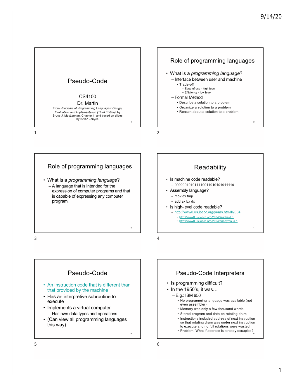 Pseudo-Code Readability Pseudo-Code