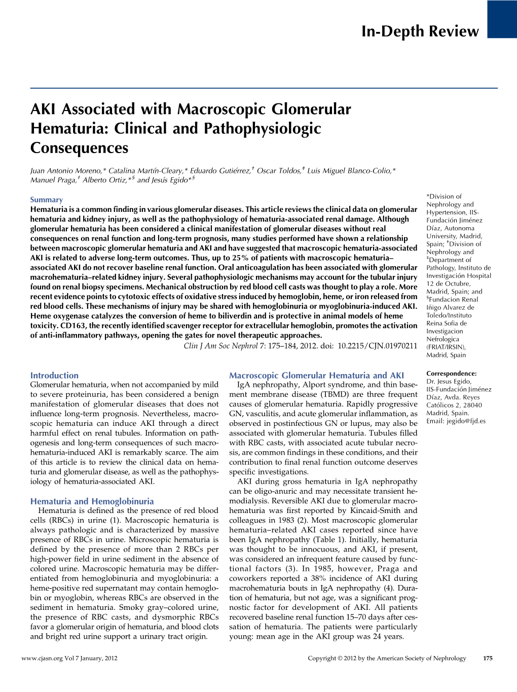 In-Depth Review AKI Associated with Macroscopic Glomerular Hematuria